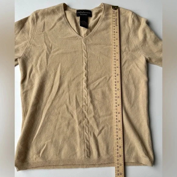 Vintage Croft & Barrow Soft Tan V-Neck Pullover Cashmere Sweater Women’s Medium - Picture 5 of 5
